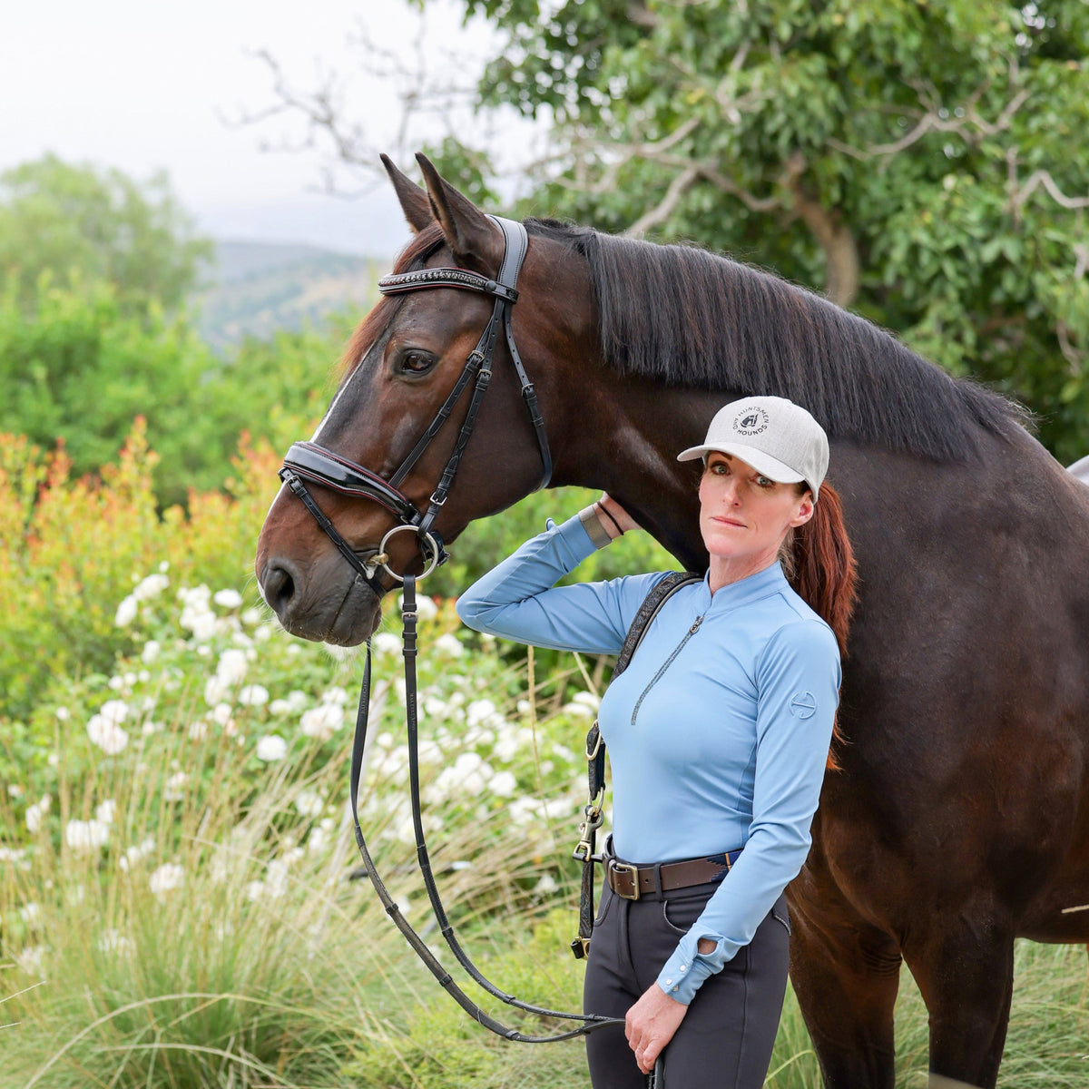 Halter Ego - The Hayworth - Black Patent Snaffle with Burgundy Patent Piping & Removable Flash