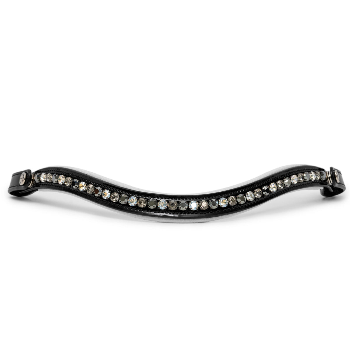 Halter Ego - Mont Blanc Black Patent Leather Snaffle Bridle With White Padding & Removable Flash