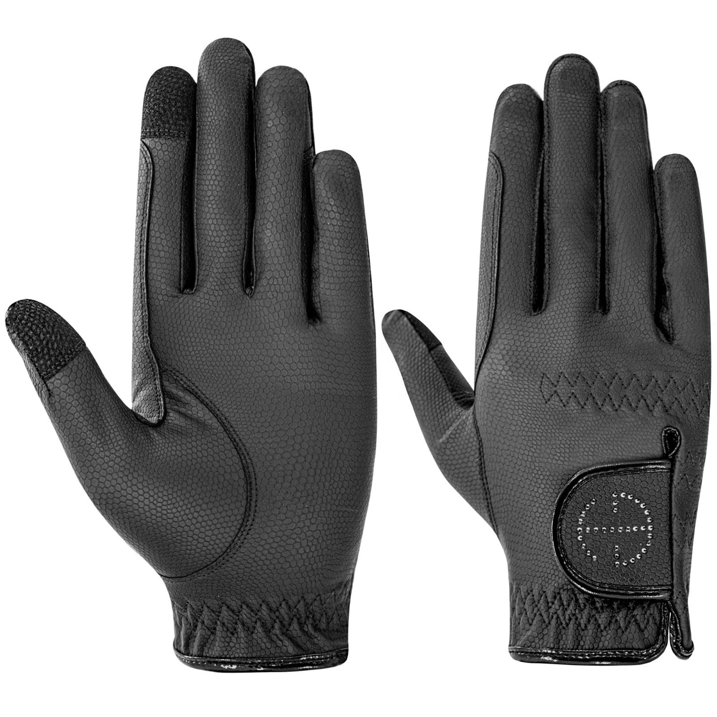 Halter Ego - Riding Gloves - Black & Black Diamond Crystal Logo