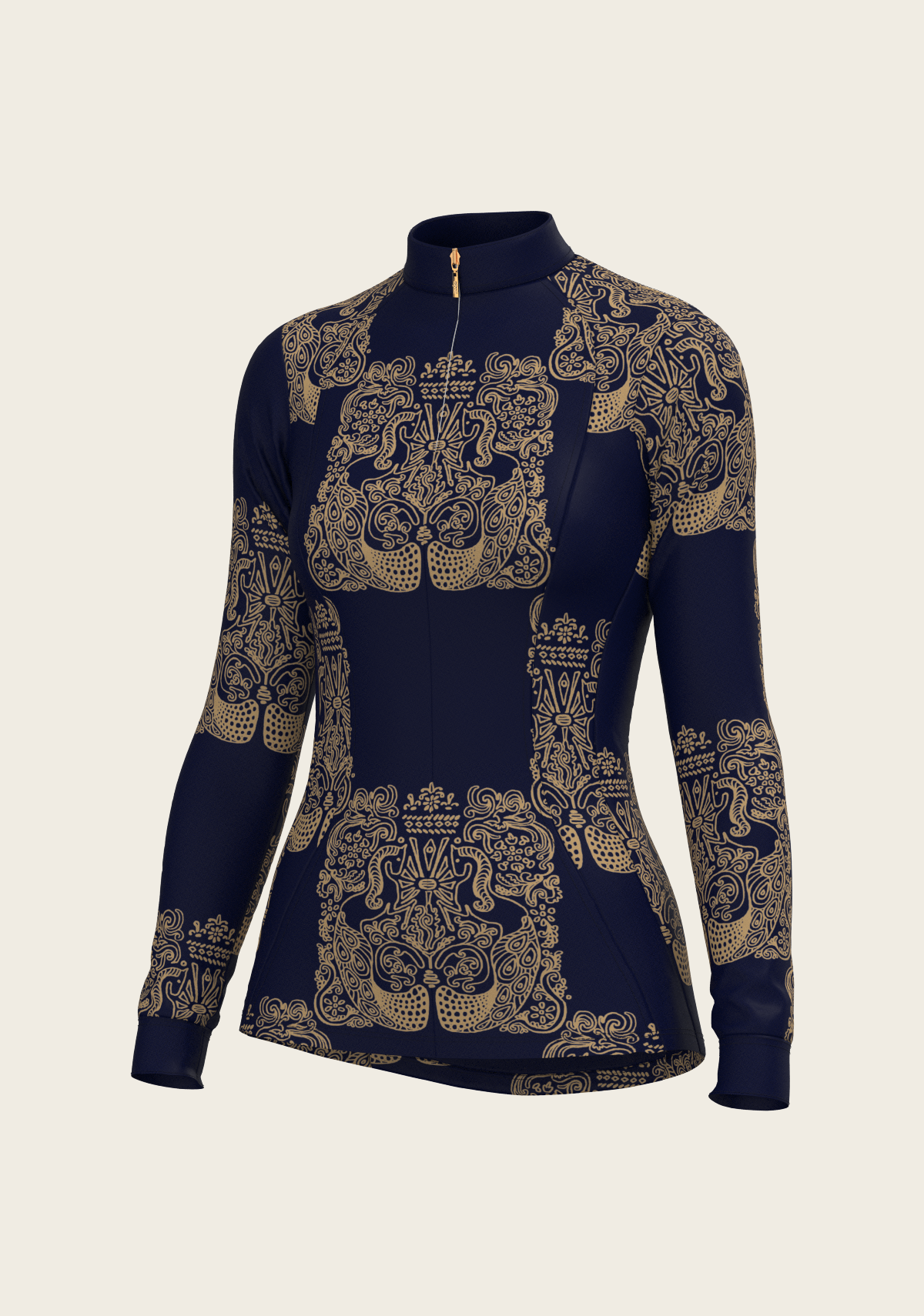 Espoir - Mermaid Horses in Navy and Gold Quarter Zip Sun Shirt