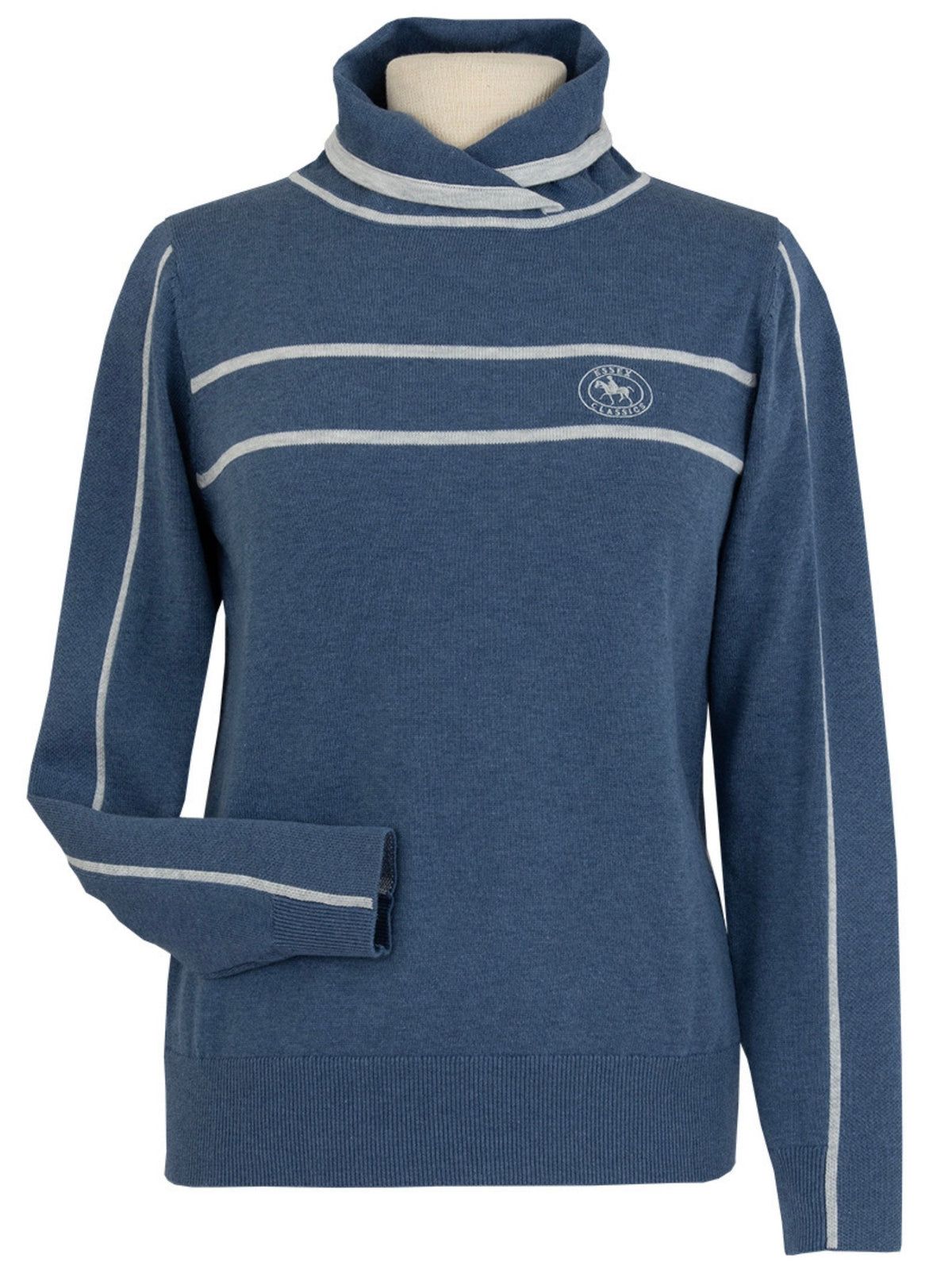 Essex Classics - Hampton Sweater - Dusty Blue & Light Grey