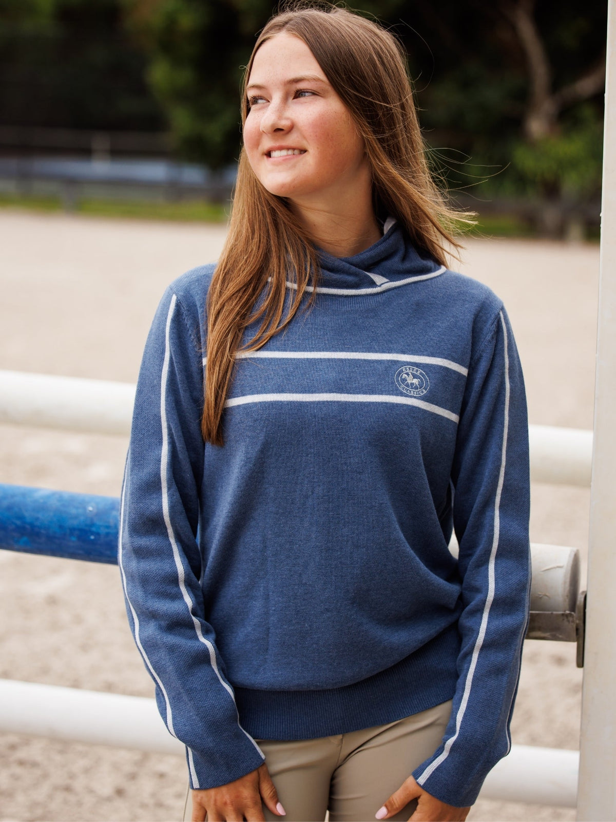 Essex Classics - Hampton Sweater - Dusty Blue & Light Grey