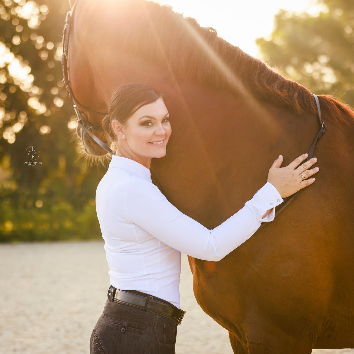 Halter Ego - Heidi - Long Sleeve Riding Top with Crystal Fabric Trim