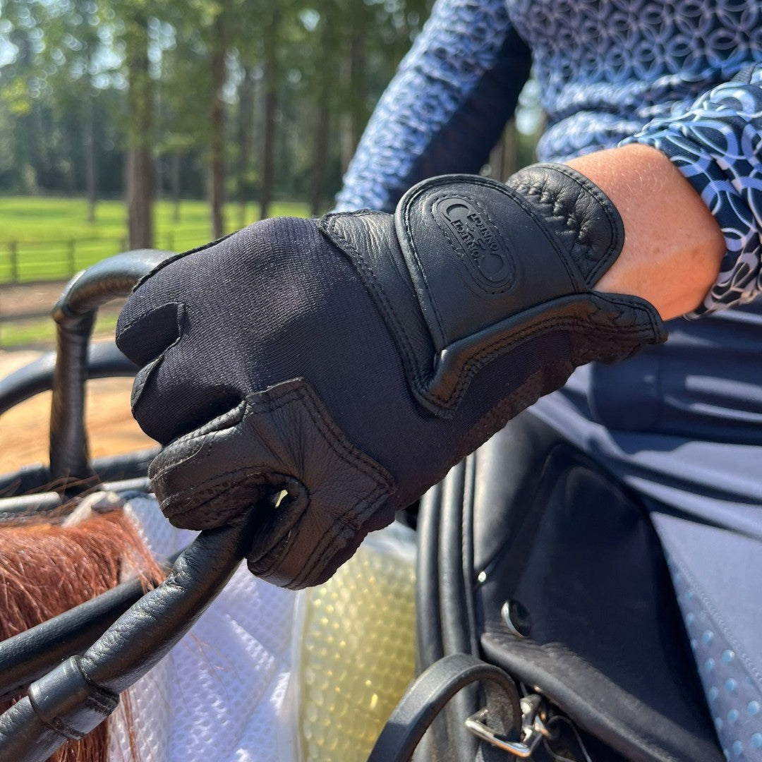 Correct Connect - Tackified Copper Tech™️ Leather Premium Riding Glove in Black