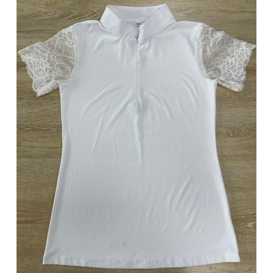 Halter Ego - Tara Short Sleeve Lace Competition Shirt - White