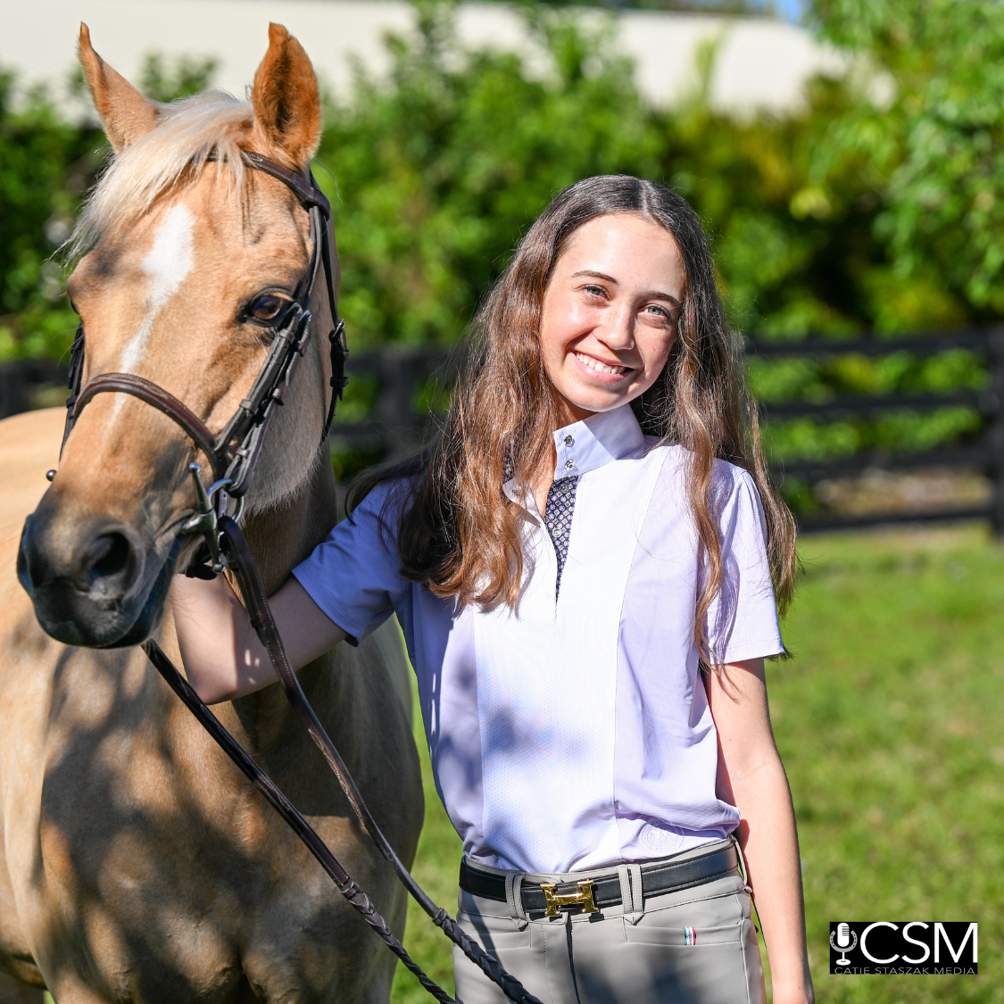 Essex Classics - Girls "Luna II" Lilac Short Sleeve Performance Show Shirt with Bits Trim