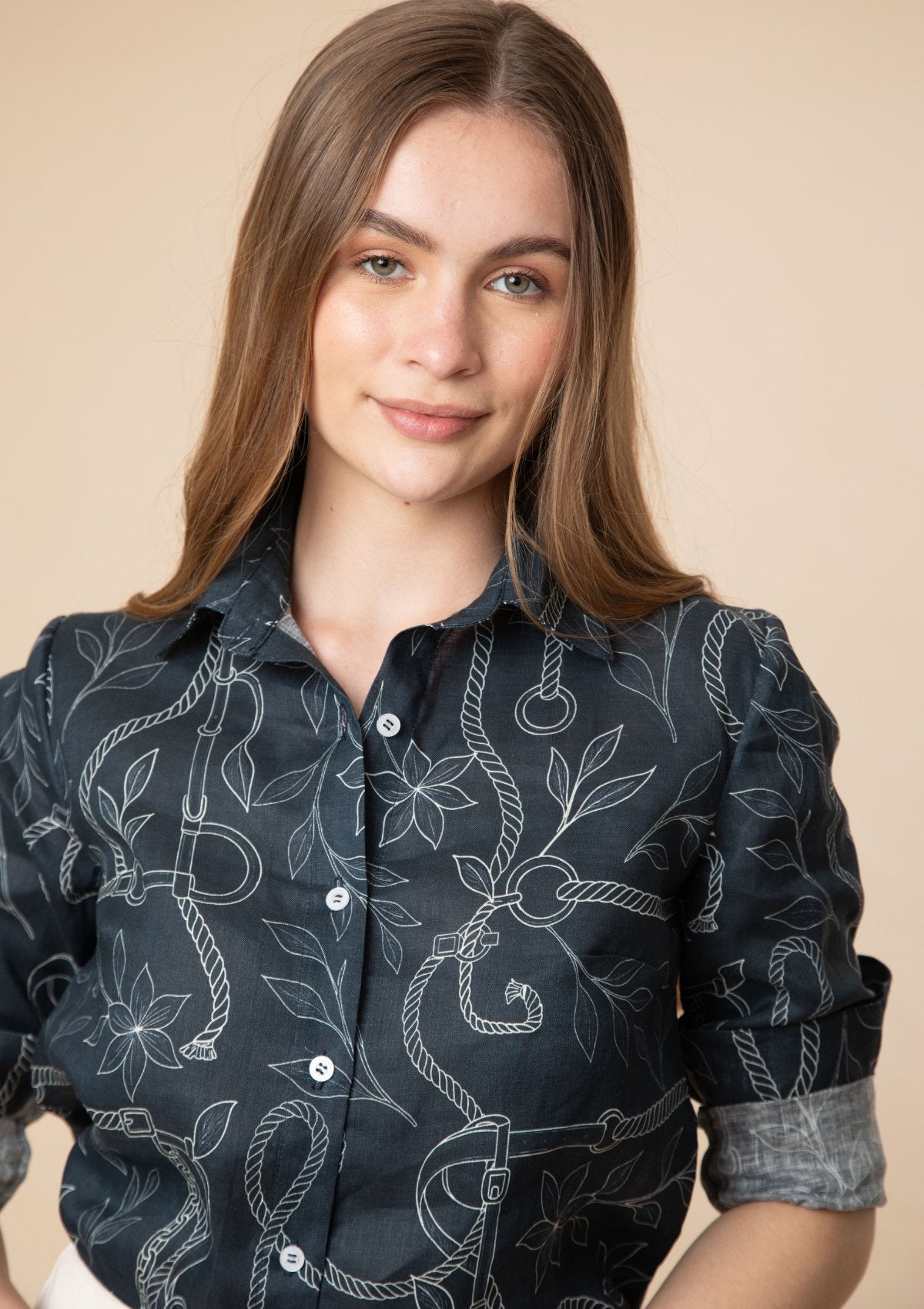 Rönner | Basic Linen Shirt | Ropes Print