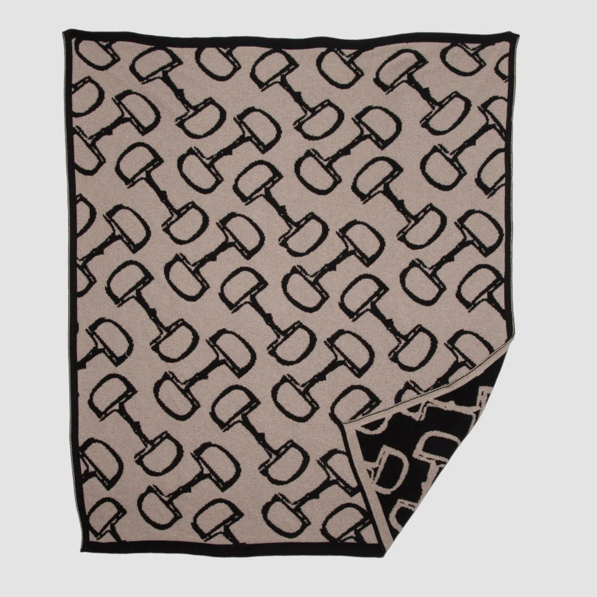 Reversible Sustainable Knit Equestrian Throw Blanket - Bits