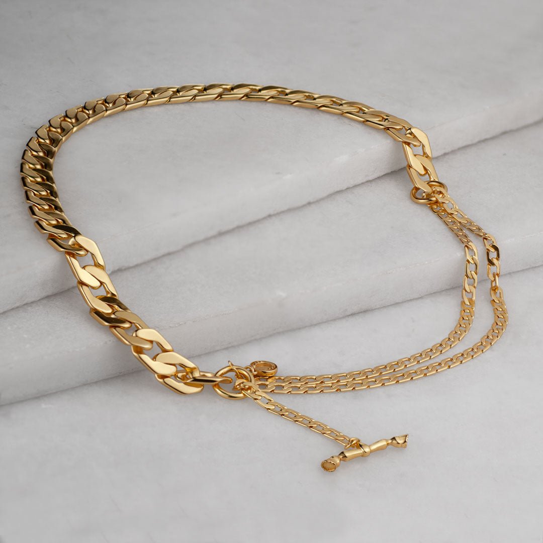Urban Equestrian - Cadence Equestrian Bracelet - Wide Gold Curb Chain Cuff