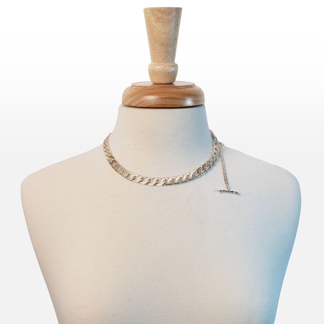 Urban Equestrian - Cadence Equestrian Bracelet - Wide Silver Curb Chain Cuff