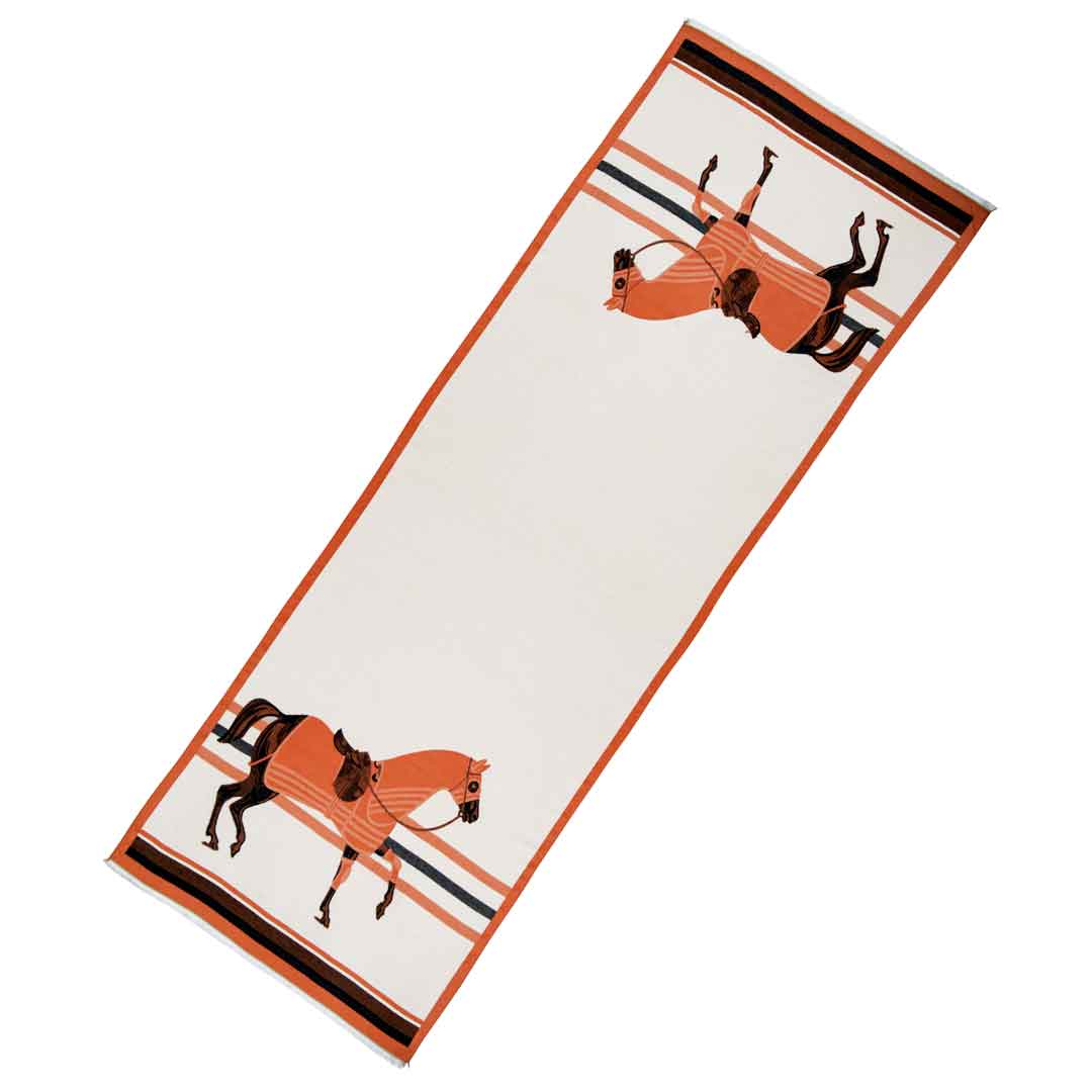 Urban Equestrian Cali - Tangerine Equestrian Motif Luxe Shawl