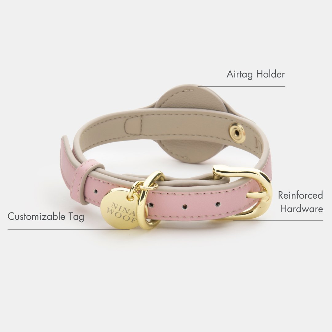 Nina Woof Collar - Air Tag Enabled - Vegan Leather - Cupertino