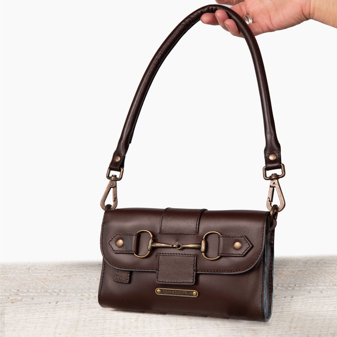 Urban Equestrian Dalton - Horse Bit Crossbody Luxury Leather Handbag in Deep Brown