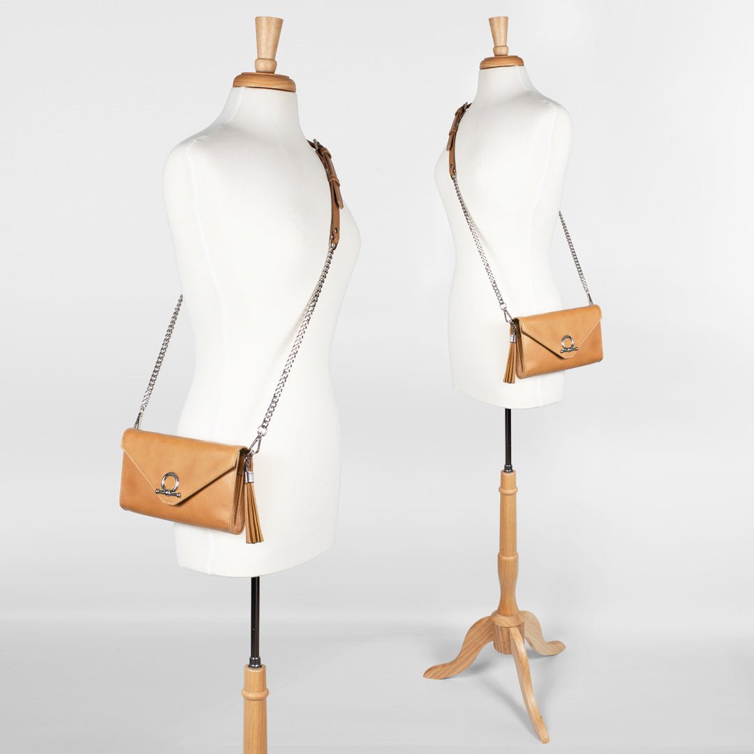 Urban Equestrian Del Mar - Horse Bit Crossbody Luxury Leather Handbag in Caramel