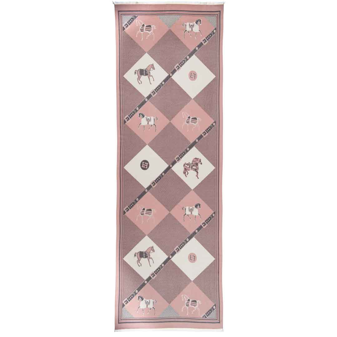 Urban Equestrian Della - Blush Pink Equestrian Motif Luxe Shawl