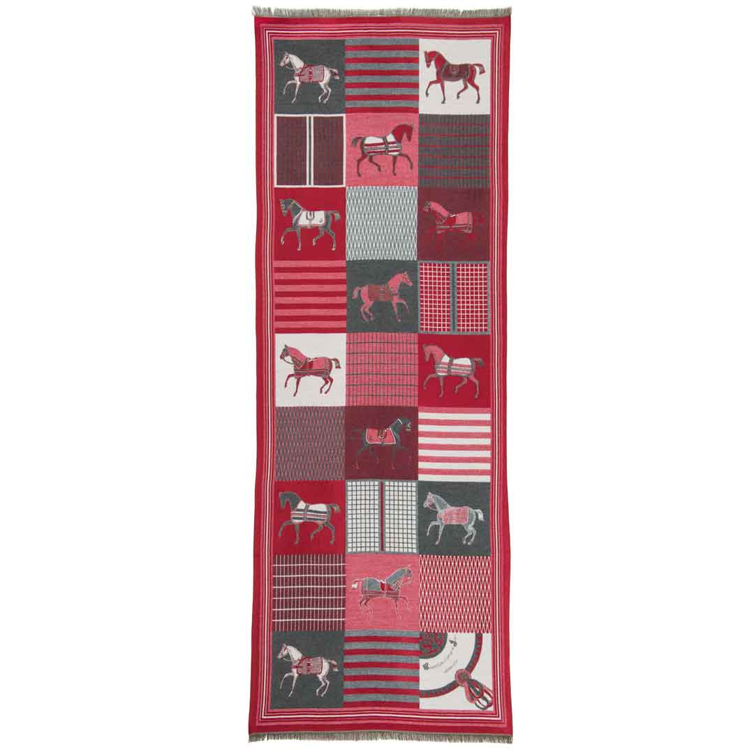 Urban Equestrian Devon - Crimson Equestrian Motif Luxe Shawl