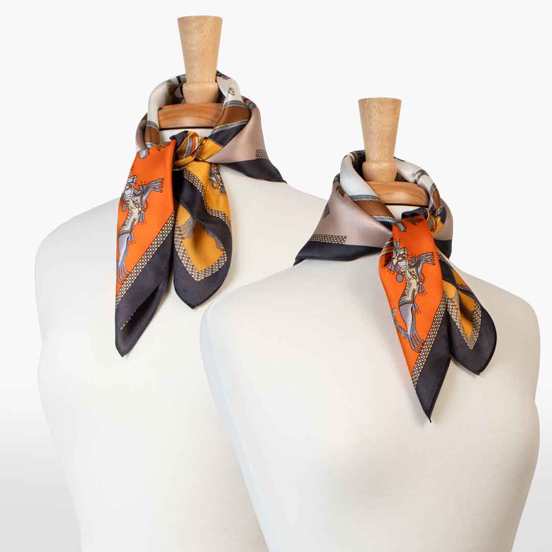 Urban Equestrian Helena - Stylized Equestrian Scarf in Bold Amber & Tangerine