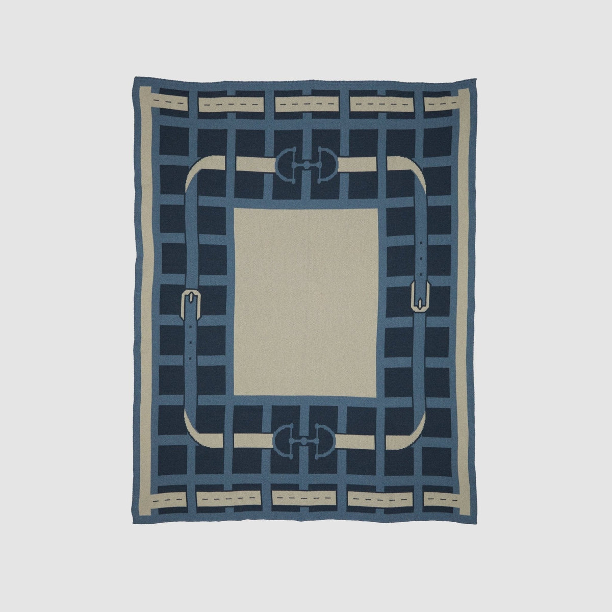In2Green Cotton Sustainable Knit Throw Blanket - Equestrian Lattice