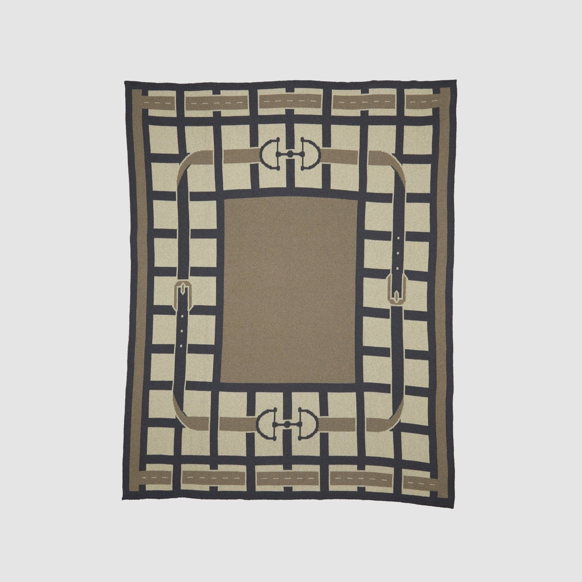 In2Green Cotton Sustainable Knit Throw Blanket - Equestrian Lattice