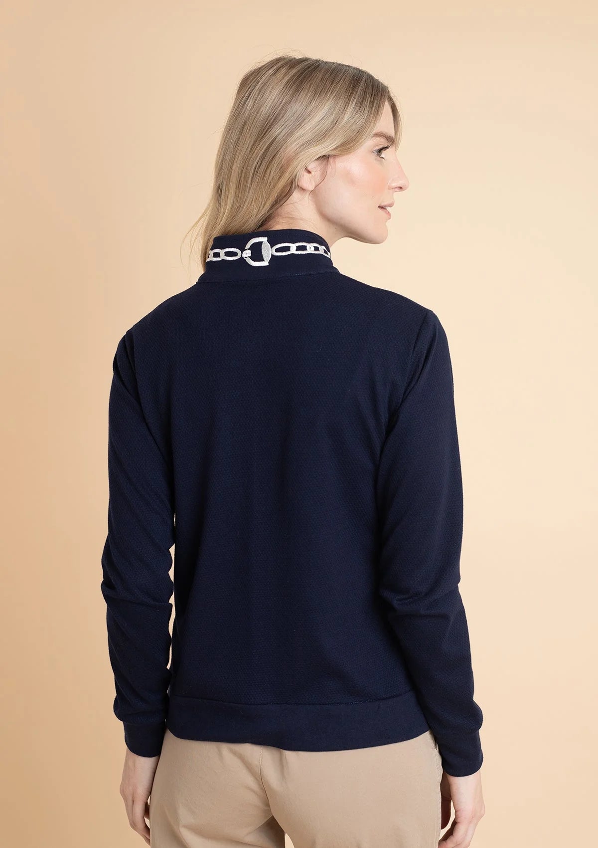 Rönner | Harmonia Embroidered Zip-Up Jacket | Navy