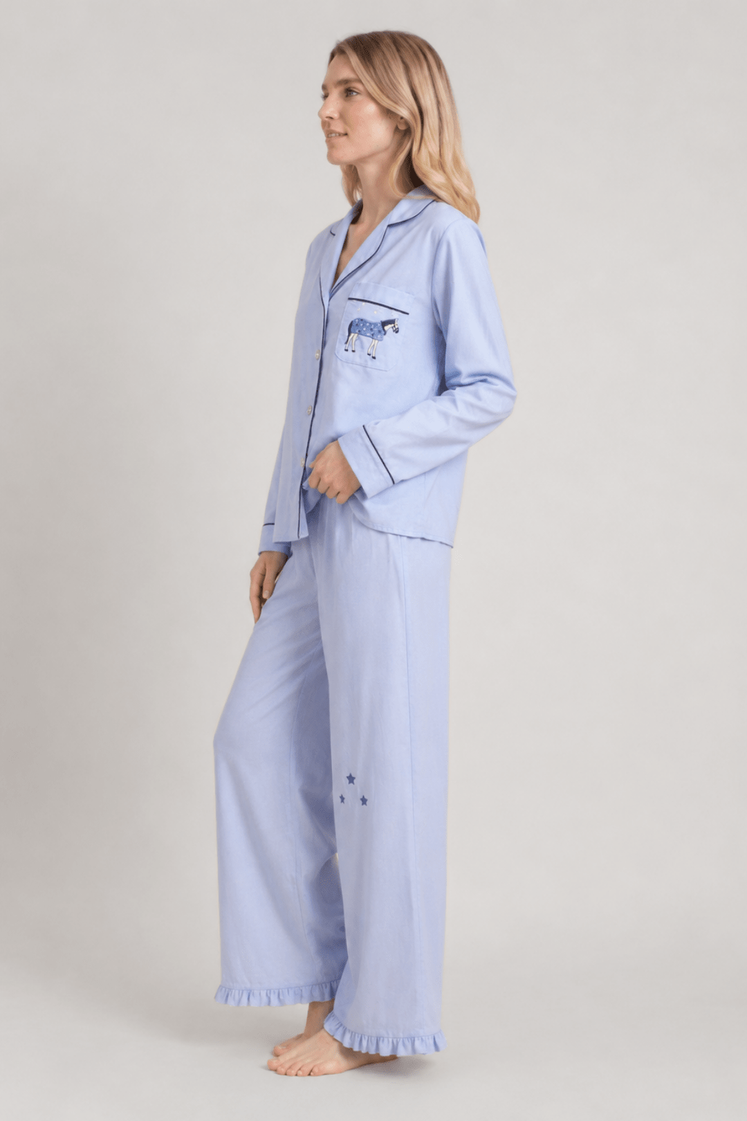 Rönner - Horse Year Pajama - Embroidered - Blue on Blue