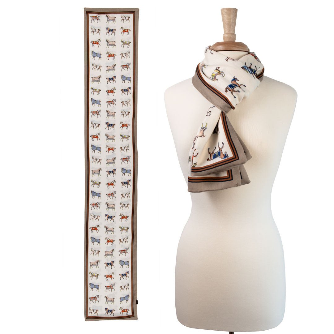Urban Equestrian The Paddock Wrap- Equestrian Motif Double Sided Jacquard Scarf
