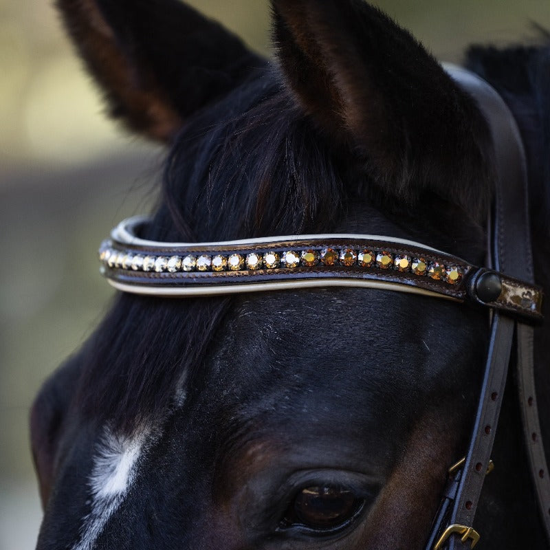 Halter Ego - The Catalonia Metallic Bronze Leather Snaffle Bridle with Removable Flash