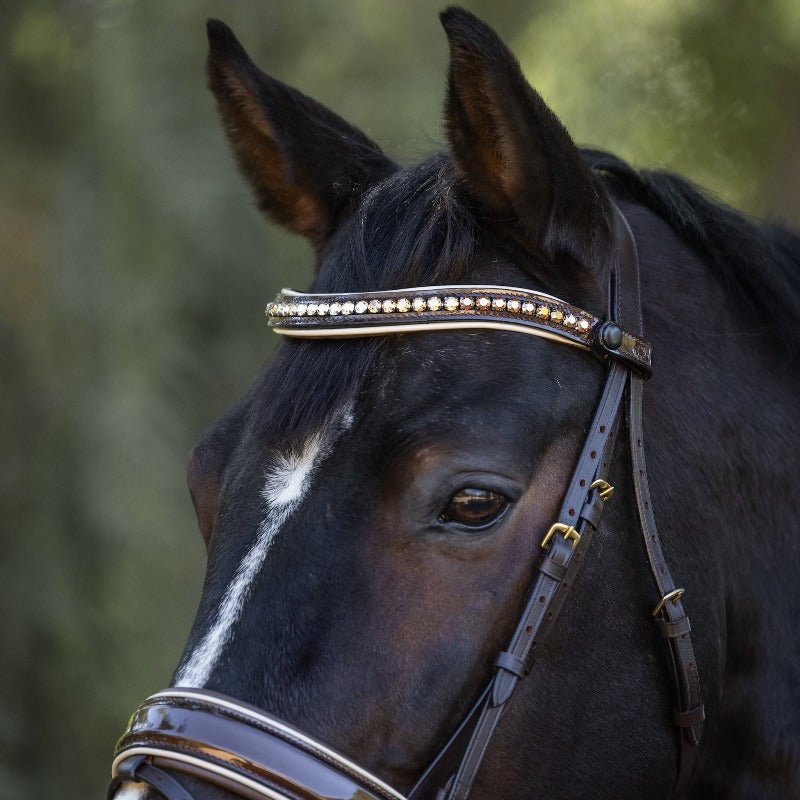 Halter Ego - The Catalonia Metallic Bronze Leather Snaffle Bridle with Removable Flash