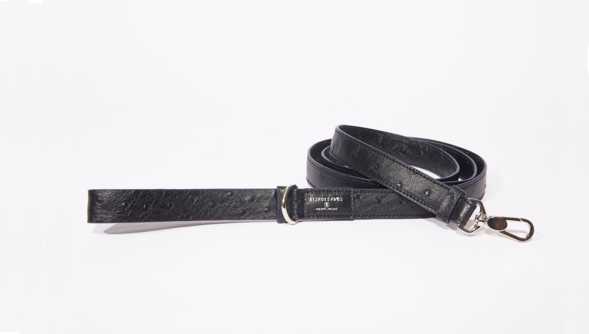 BESPOKE PAWS - Dog Leash-Large, Black Ostrich