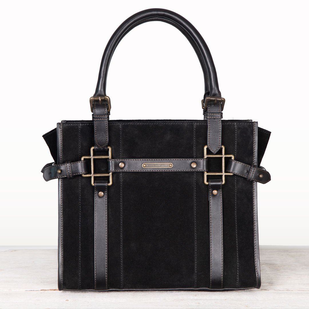 Urban Equestrian Paddock - Halter Tote Luxury Leather Handbag in Black on Black