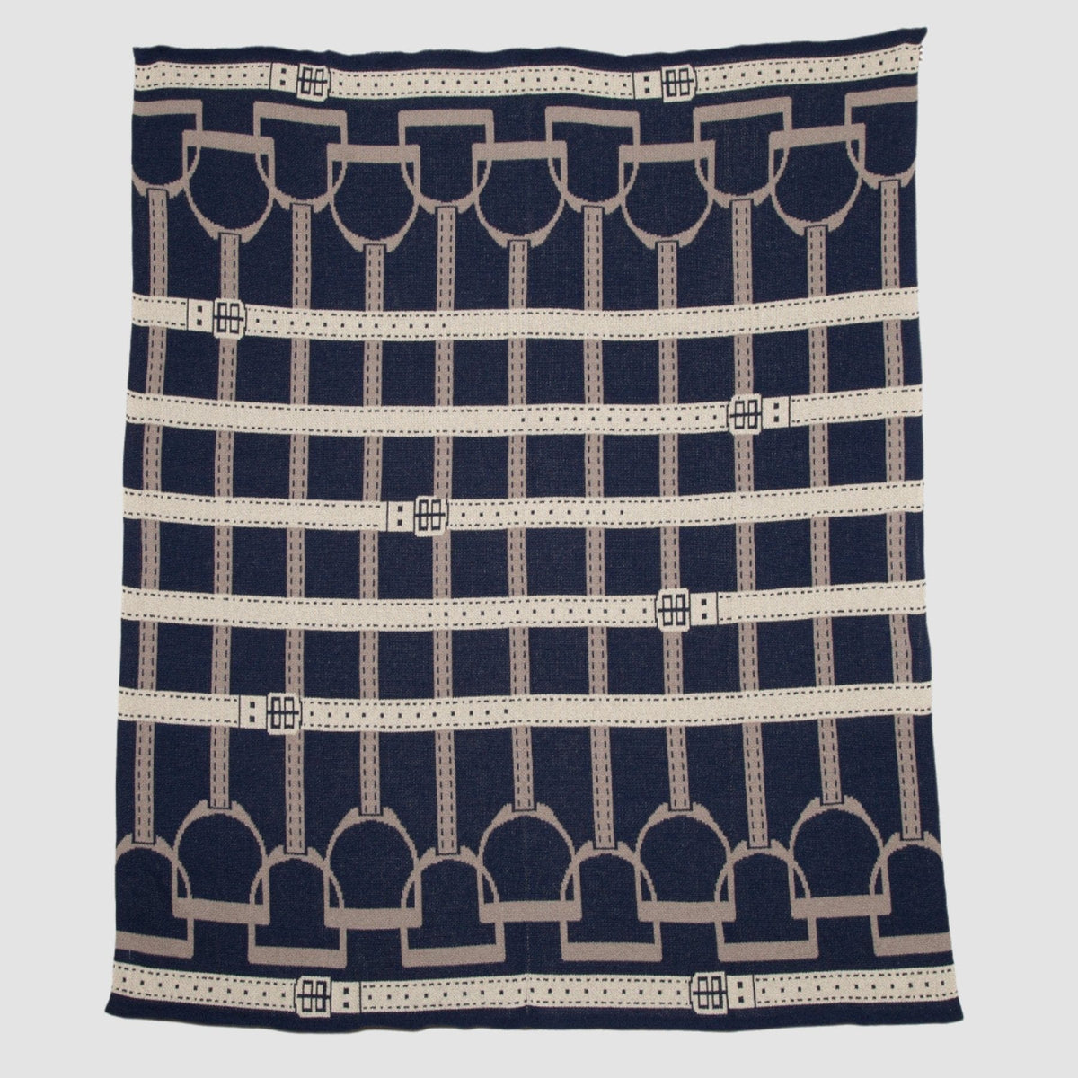 in2Green Cotton Sustainable Knit Throw Blanket - Equestrian Stirrup