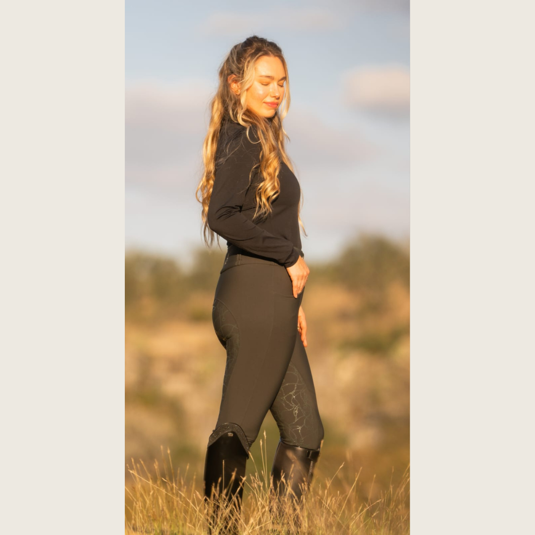 Dressage Queen Dream - Sage Green Silicone Grip Breeches with Belt Loops