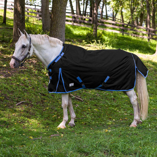 TuffRider Comfy-Fit Medium Weight Standard Neck Ripstop Turnout Blanket w/ Adjustable Neck Opening- 1200D, 200 GSM
