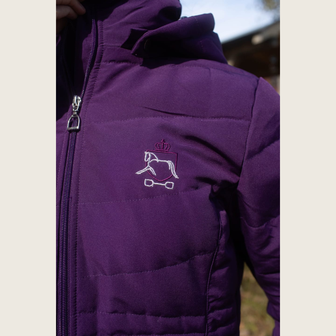 Dressage Queen Dream - Deep Purple Duck Down Riding Coat with velvet collar