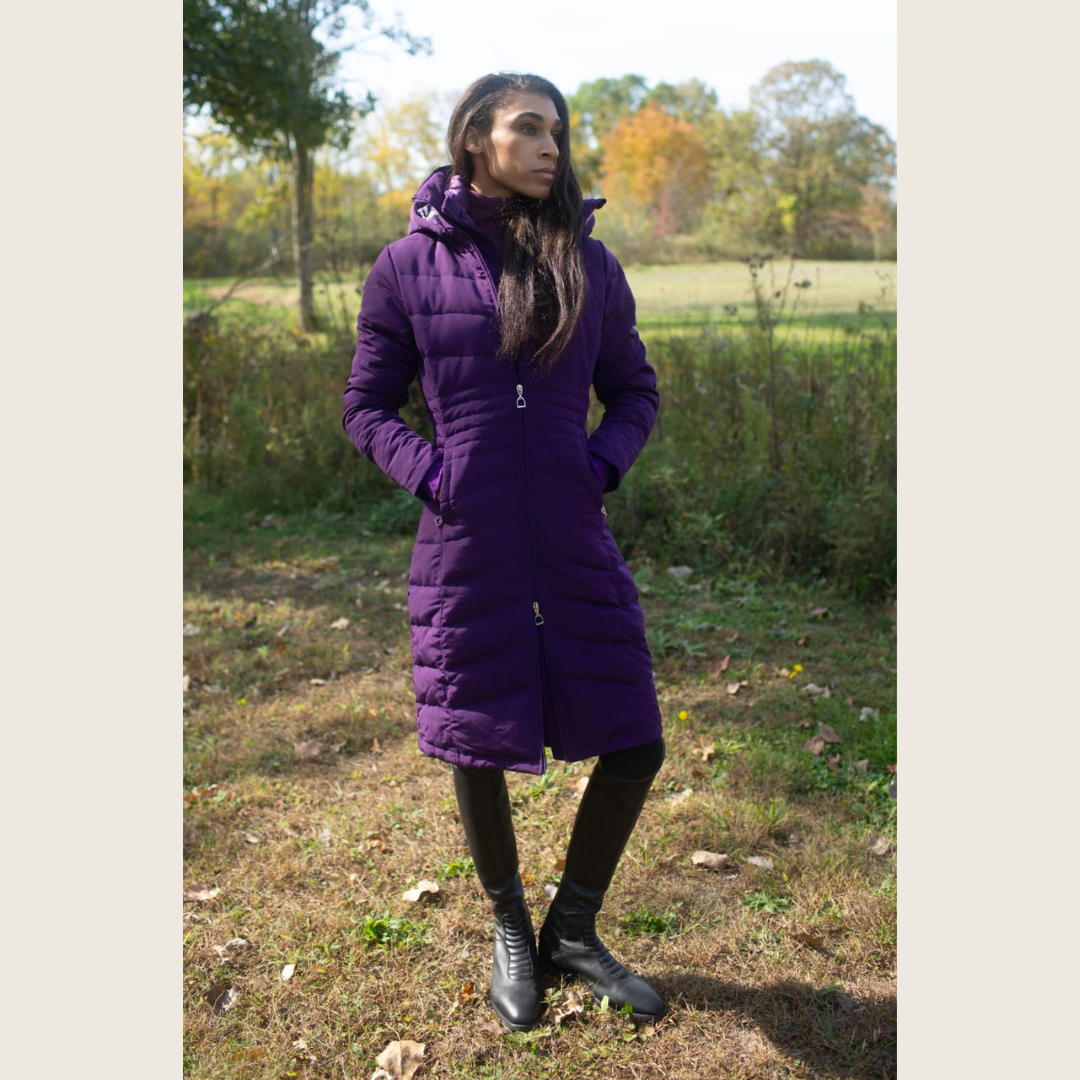 Dressage Queen Dream - Deep Purple Duck Down Riding Coat with velvet collar