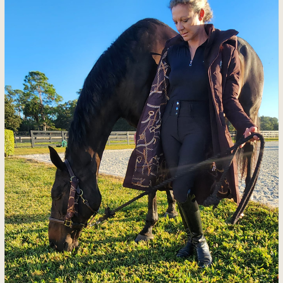 Dressage Queen Dream - Chocolate Brown Duck Down Riding Coat with Velvet Collar