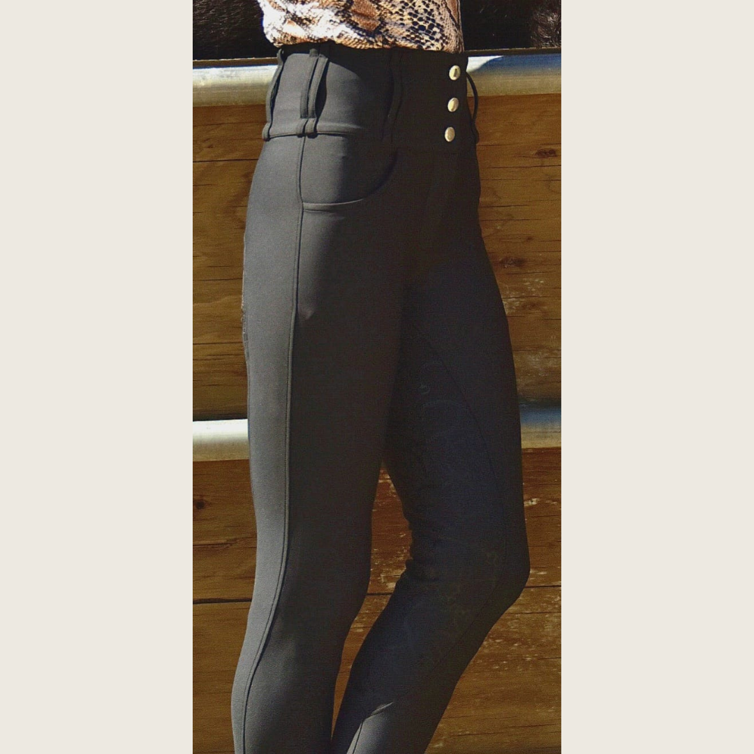 Dressage Queen Dream - Black Silicone Grip Breeches with Belt Loops