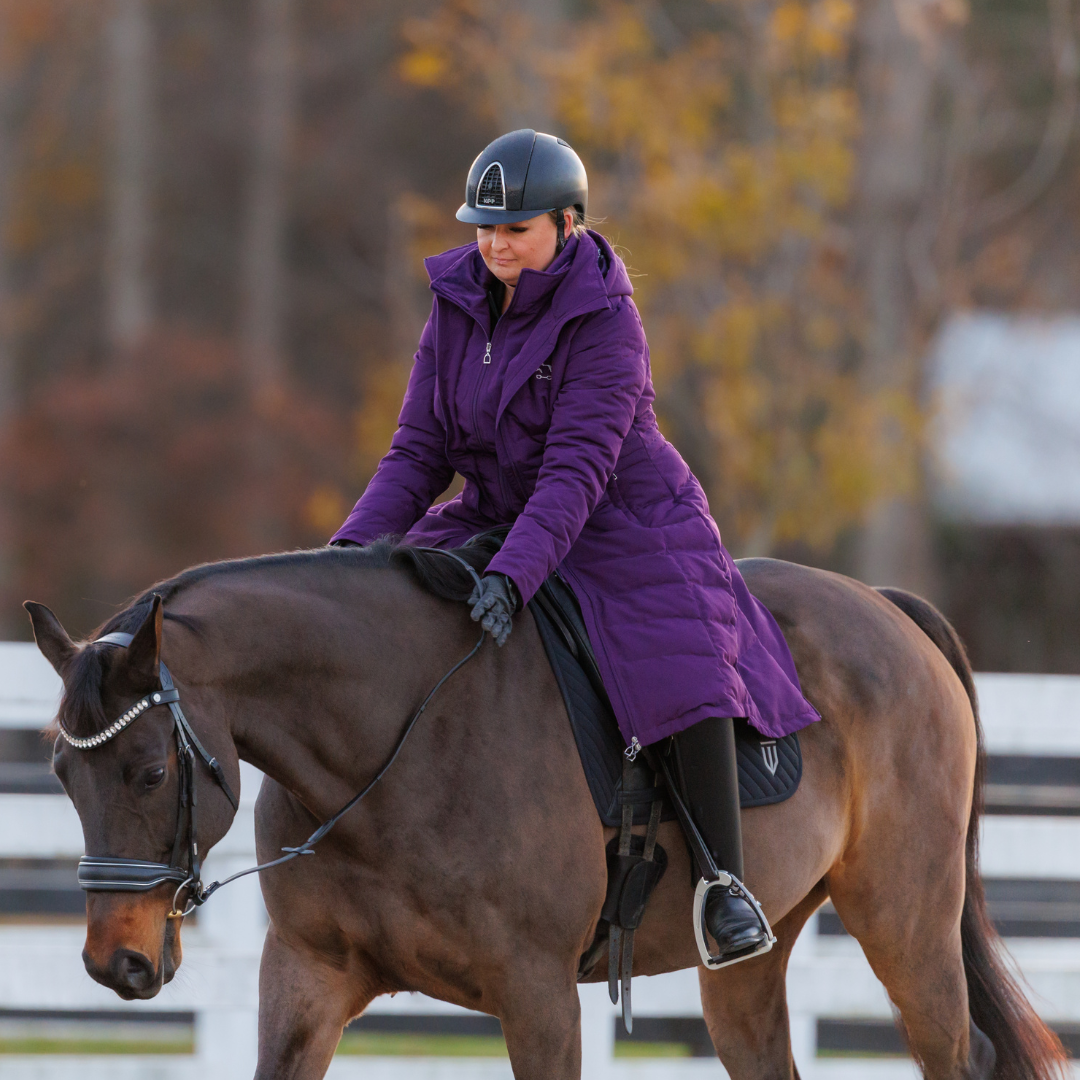 Dressage Queen Dream - Deep Purple Duck Down Riding Coat with velvet collar