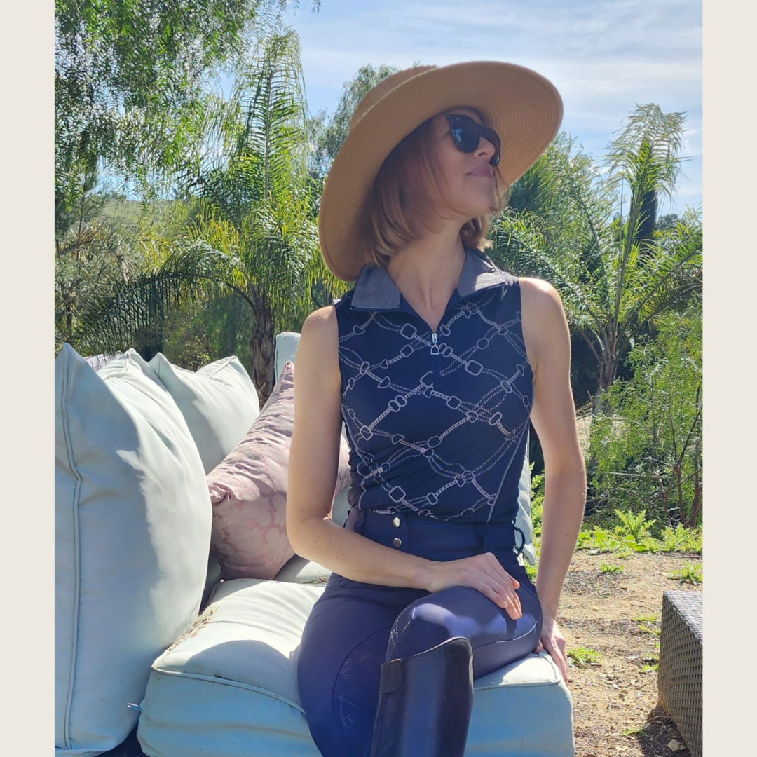 Dressage Queen Dream - Sleeveless Navy and Silver Riding Shirt