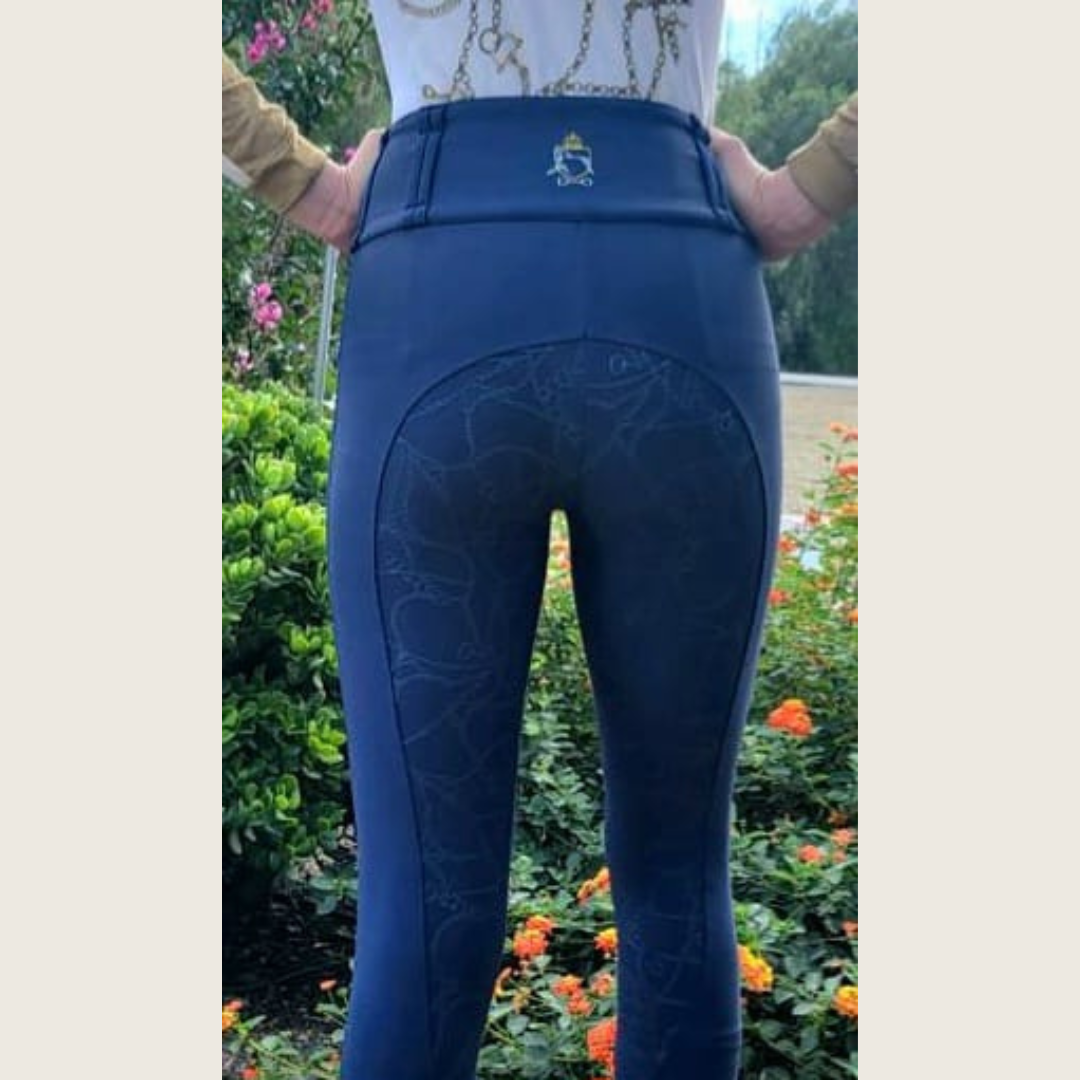 Dressage Queen Dream - Navy Silicone Grip Breeches with Belt Loops