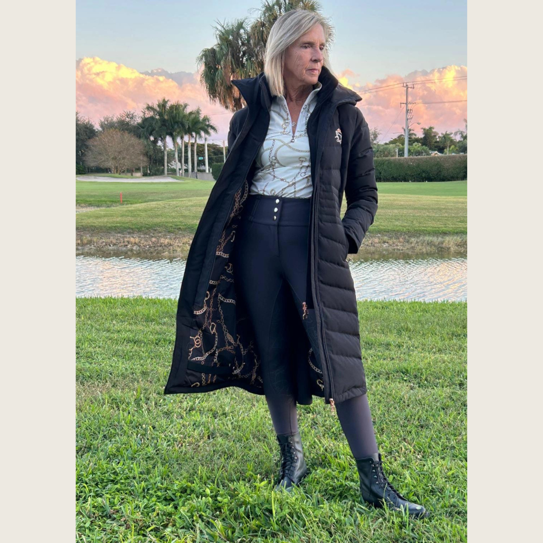 Dressage Queen Dream - Black Duck Down Riding Coat with Velvet Collar