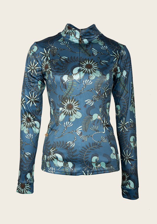 Espoir - Mint Magic on Harbor Blue Quarter Zip Sun Shirt