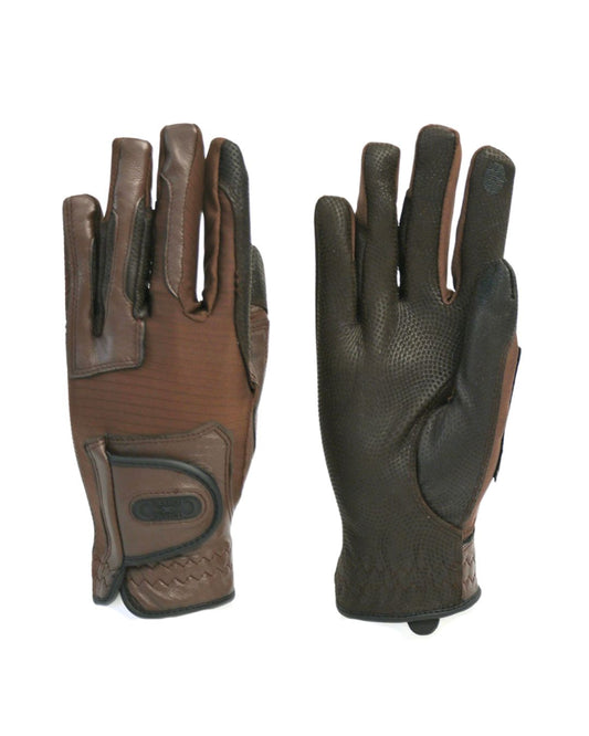 Correct Connect - Tackified Copper Tech™️ Leather Premium Riding Glove in Brown