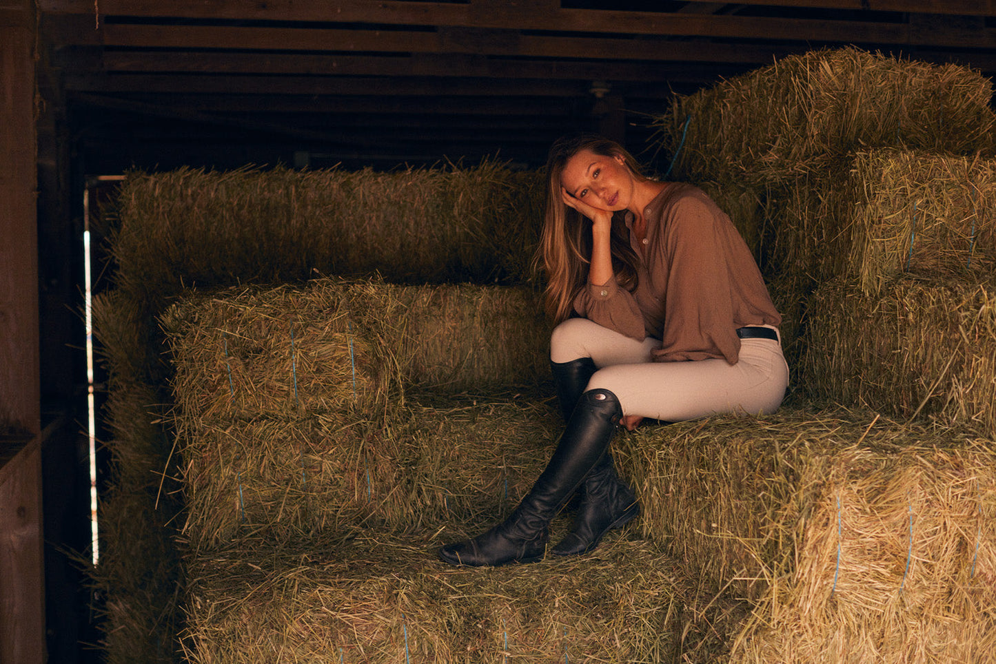 Solid Citizen Equestrian | Lee | Mandarin Collar Button Blouse | Toasted Almond