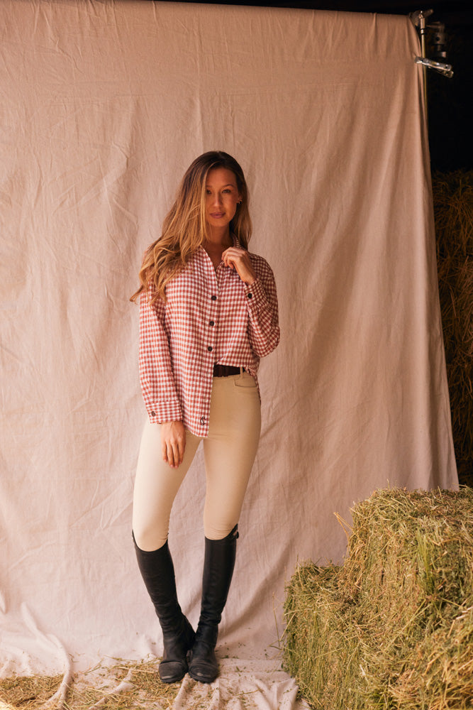 Solid Citizen Equestrian | Kaley | Seersucker Gingham Button Down | Cherry Pie