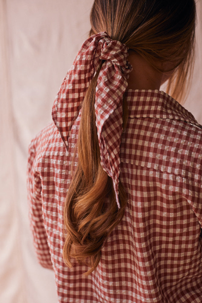 Solid Citizen Equestrian | Kaley | Seersucker Gingham Button Down | Cherry Pie