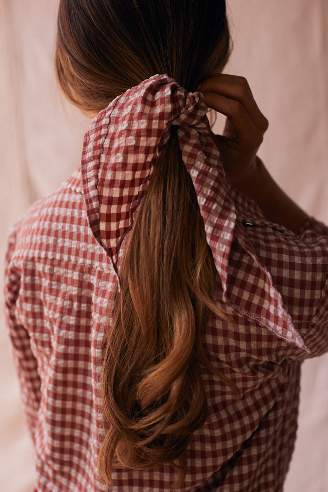 Solid Citizen Equestrian | Kaley | Seersucker Gingham Button Down | Cherry Pie