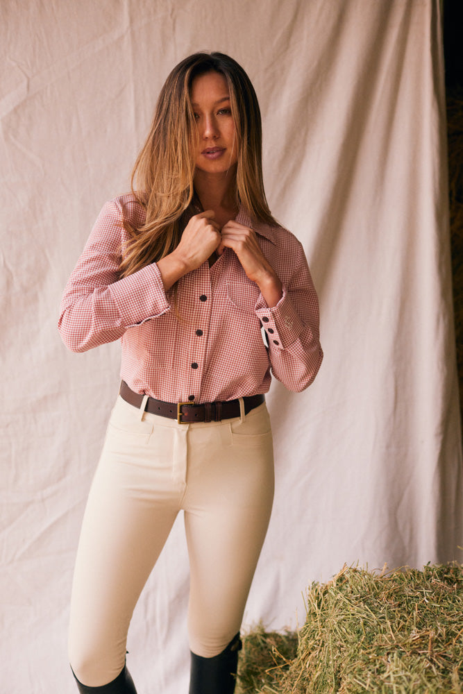Solid Citizen Equestrian | Jessica II | Gingham Equestrian Button-Down Shirt | Cinnamon