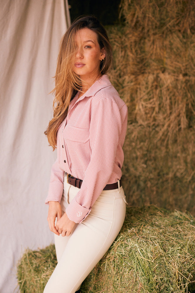 Solid Citizen Equestrian | Jessica II | Gingham Equestrian Button-Down Shirt | Cinnamon