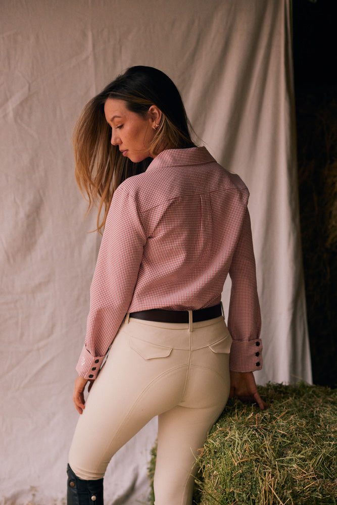 Solid Citizen Equestrian | Jessica II | Gingham Equestrian Button-Down Shirt | Cinnamon